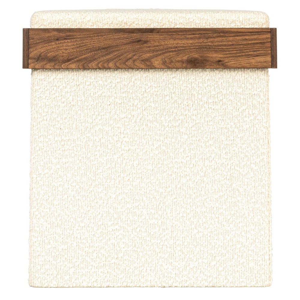 Versatile Boucle Ottoman with Hidden Storage, Cream