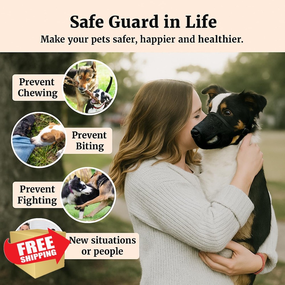 Colenumone Dog Muzzle S Black Mesh Soft Adjustable No Bark Prevent Biting