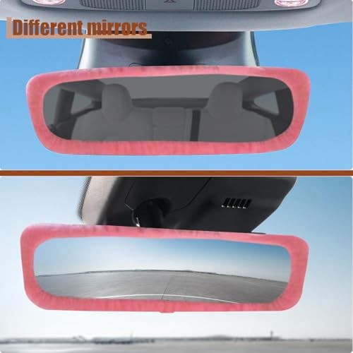 Elastic Plush Auto Rear View Mirror Protector - Stretchy Comfortable Car Pink