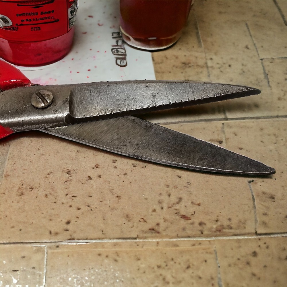 Vintage Red Multi-Use Kitchen Utility Scissors w/Nut Cracker & Bottle Opener