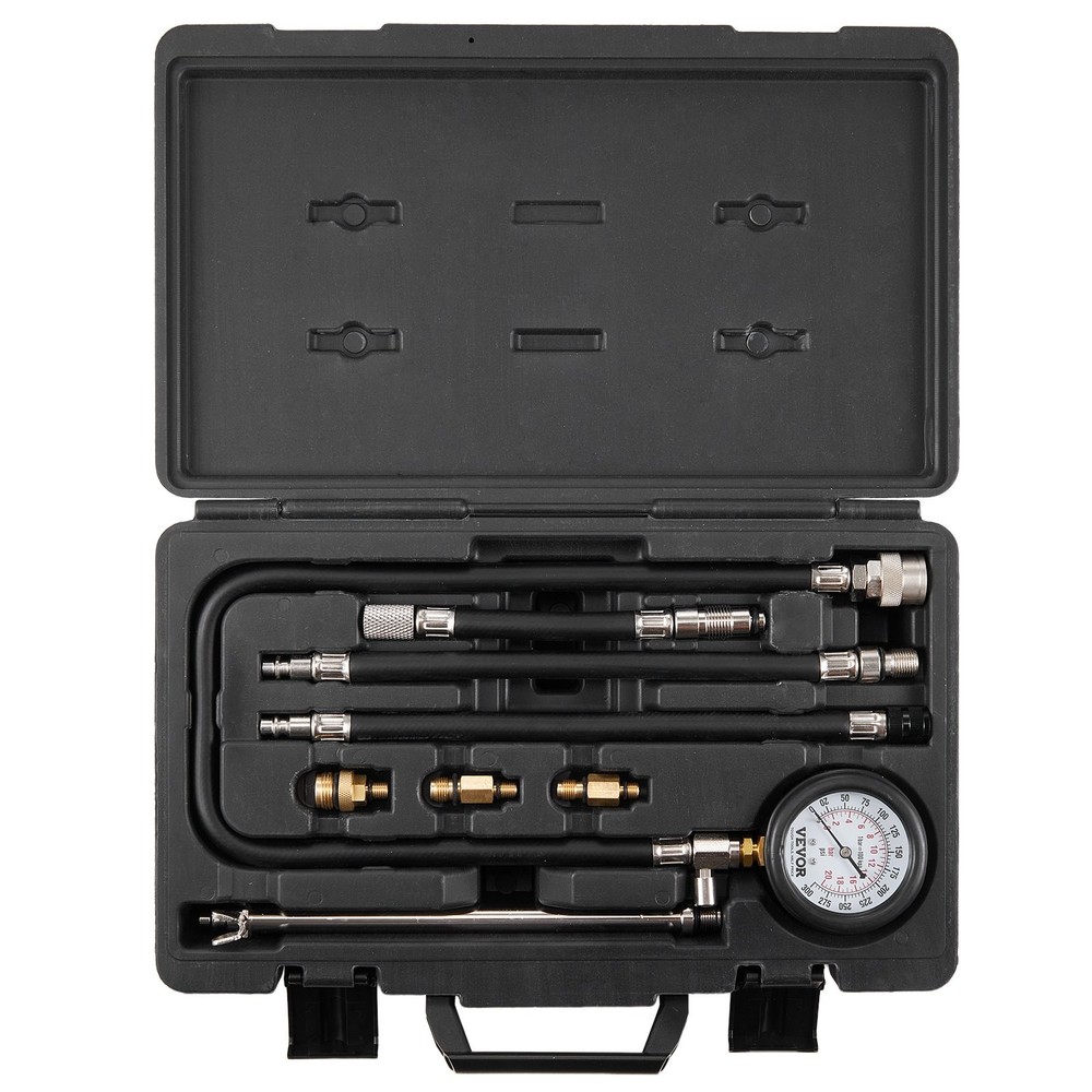 Compression Tester Adapter Kit, 9 Pcs Automotive Engine Cylinder Leak Down Compr