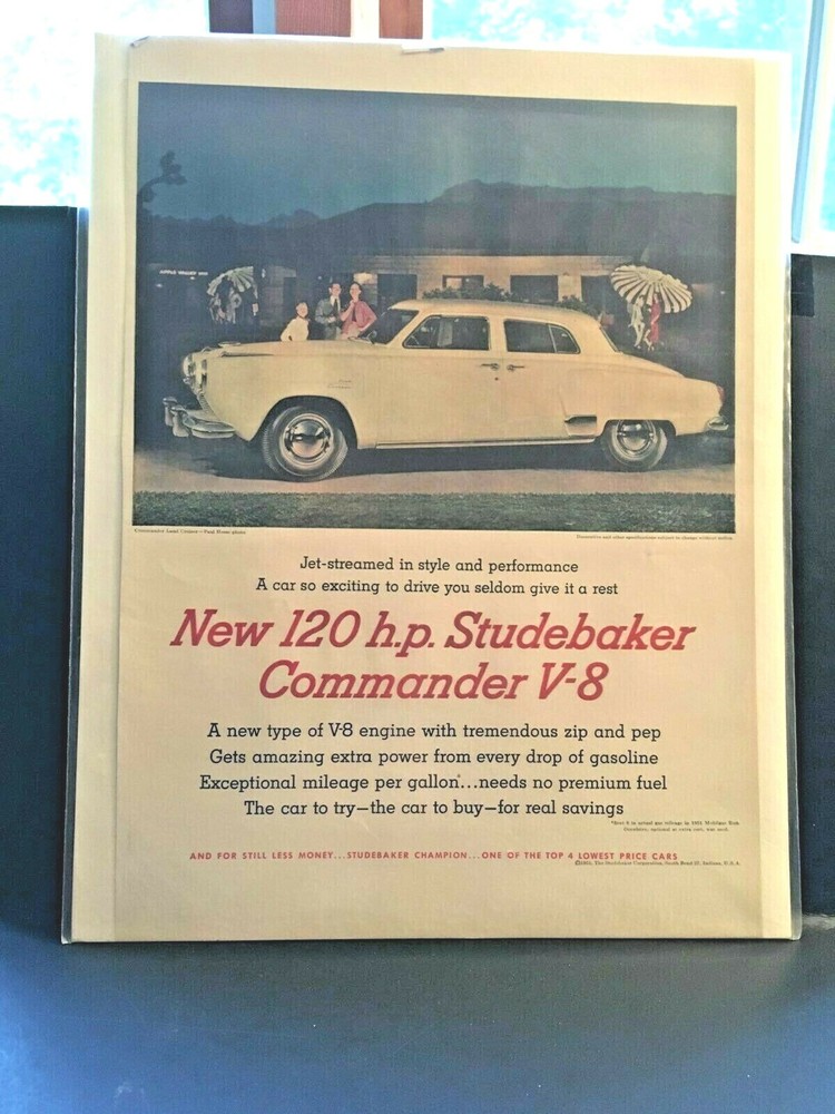 Vintage Studebaker Magazine Ad Print 11x 14