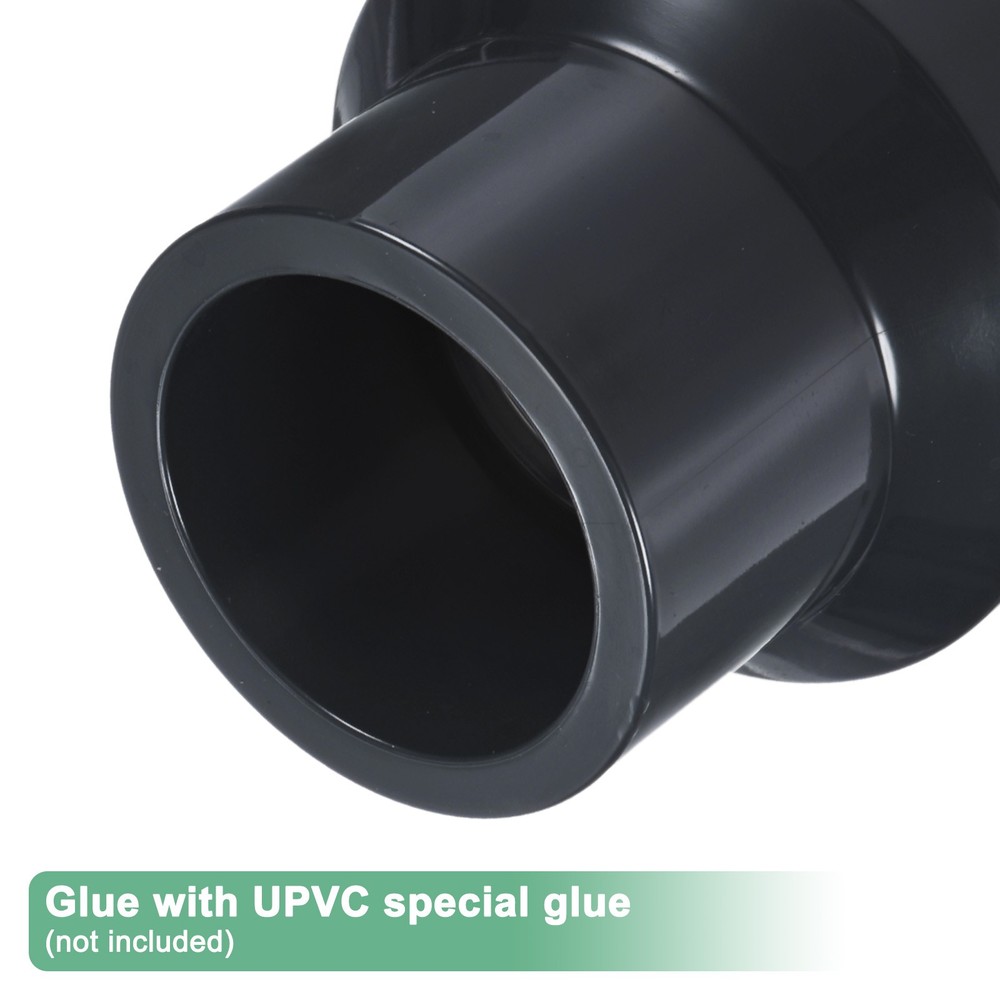 2-Pack UPVC Reducer Pipe Fitting, 2"*1-1/4" Reducing Coupling Connector, Grey