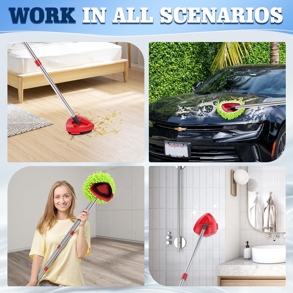 Spin Mop Refill Set 1 Brush 1 Base 4 Microfiber Heads
