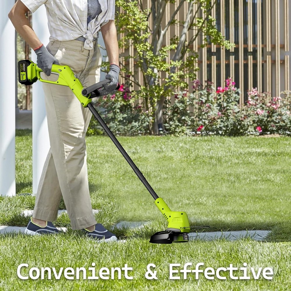Effortless Lawn Care: 21V Cordless String Trimmer & Edger with Adjustable Design