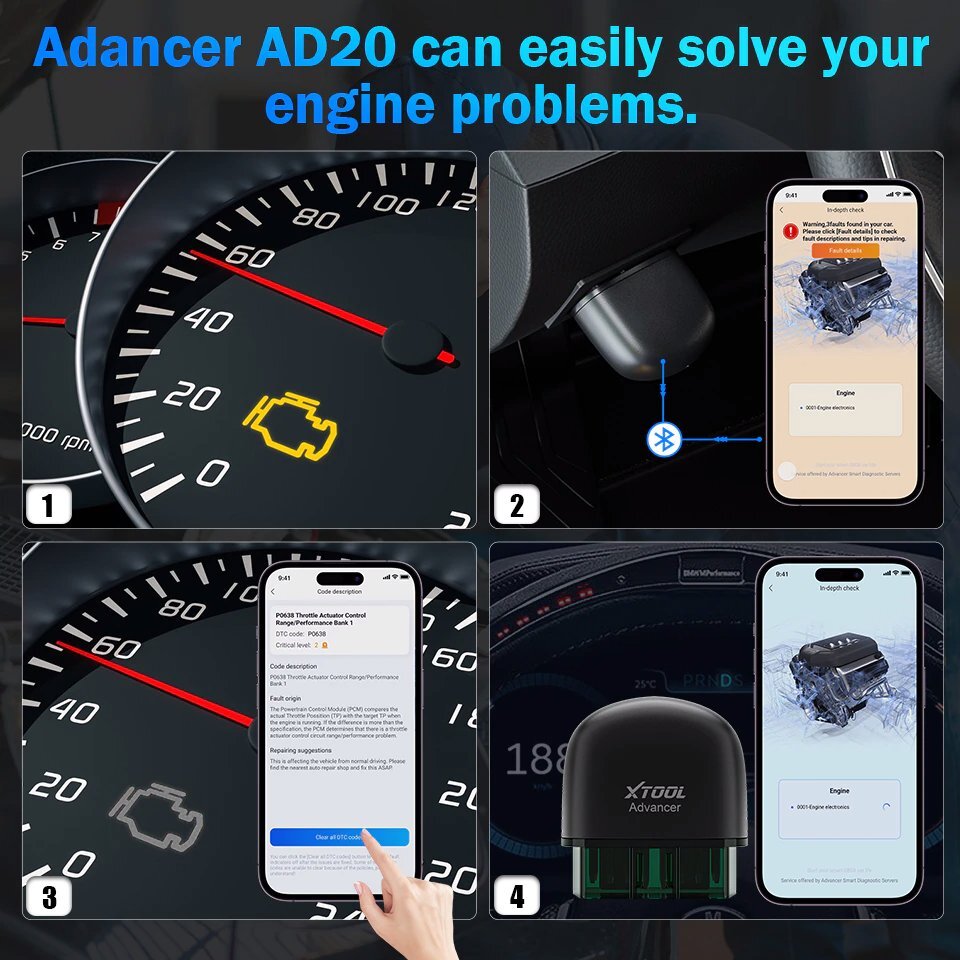 XTOOL AD20 Car OBD2 Scanner Diagnostic Tool Auto Engine Check Fault Code Reader