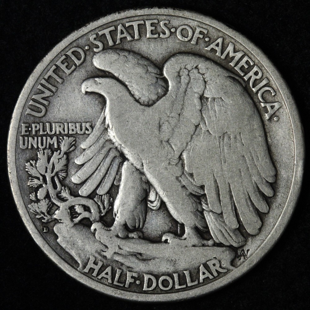 1919-D Walking Liberty Silver Half Dollar FINE/VF E356 VOCBQ