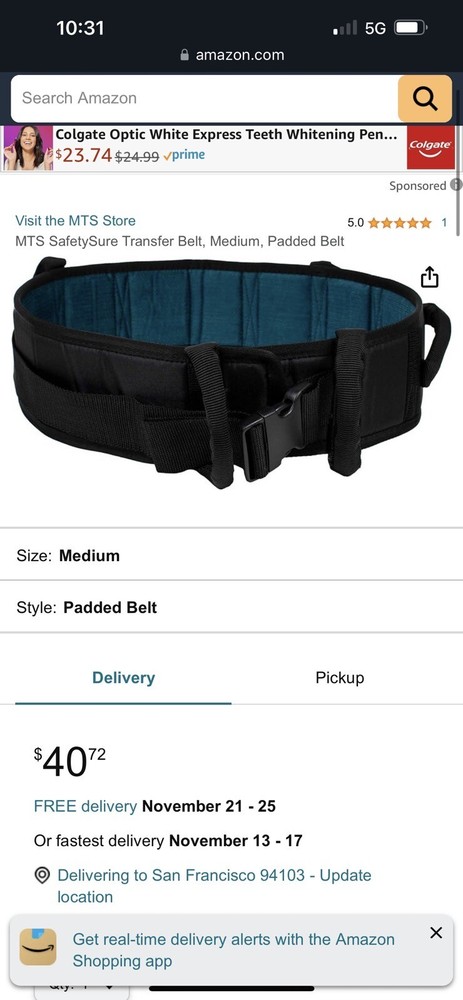 MTS safety sure transfer belt