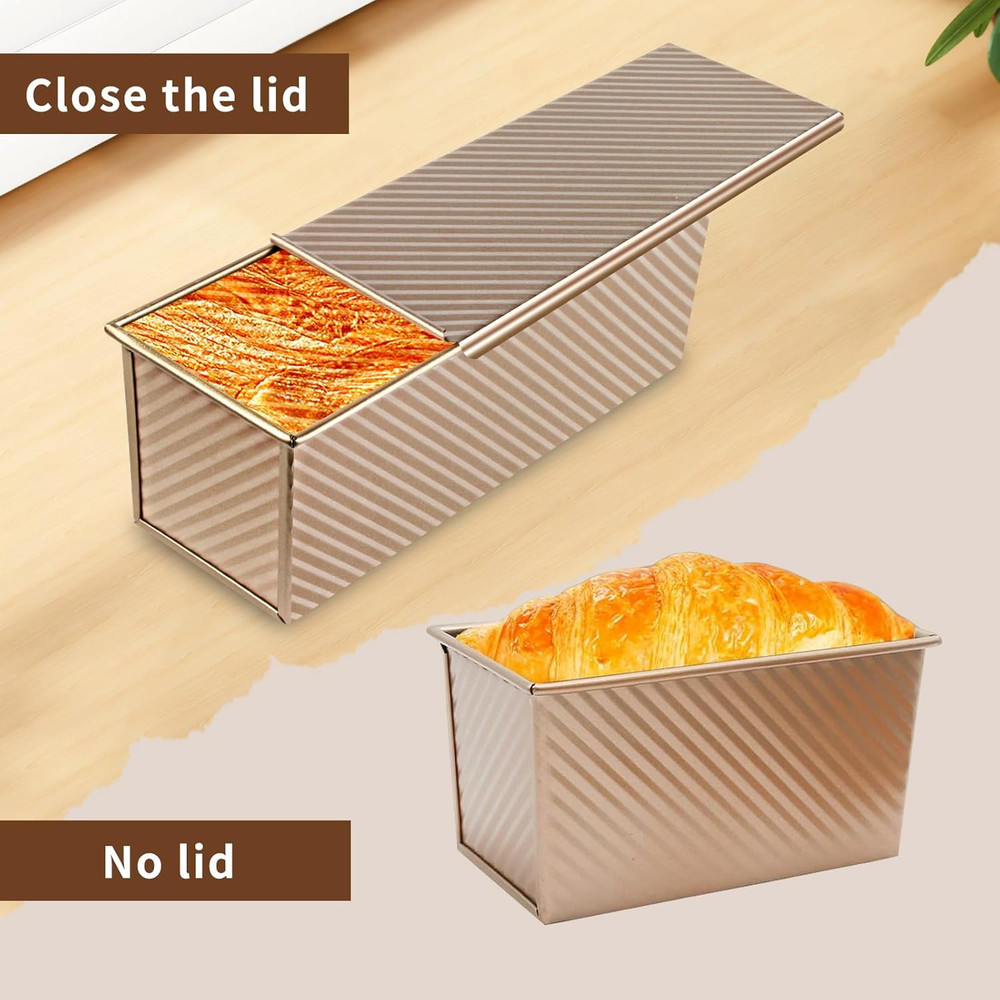 Pullman Loaf Pan with Lid, Pullman Loaf Pan 2.2 LB/1 LB, 2 Pack Nonstick Sandwic