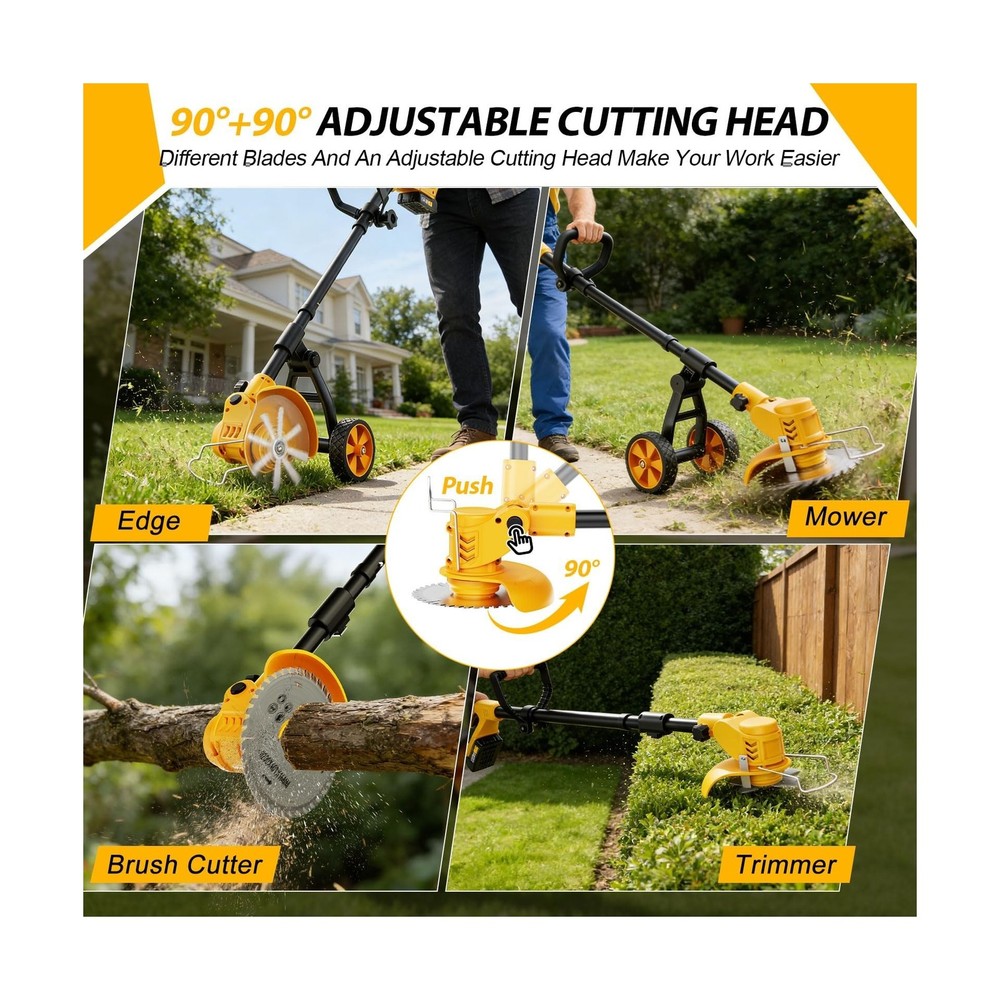 Electric Weed Wacker Cordless, Electric String Trimmer with 3 Types Blades & ...