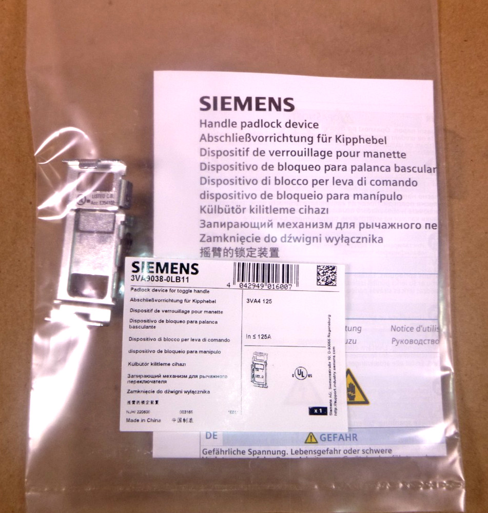 3VA9038-0LB11 Siemens Padlock  Device For Use With 3VA4 Circuit Breakers