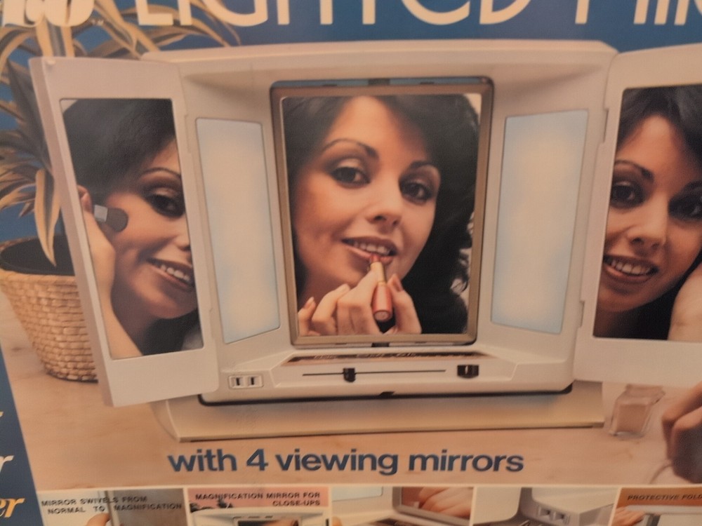 Vtg Oster Soft Glo Lighted Makeup Mirror 4-View Made USA - USED