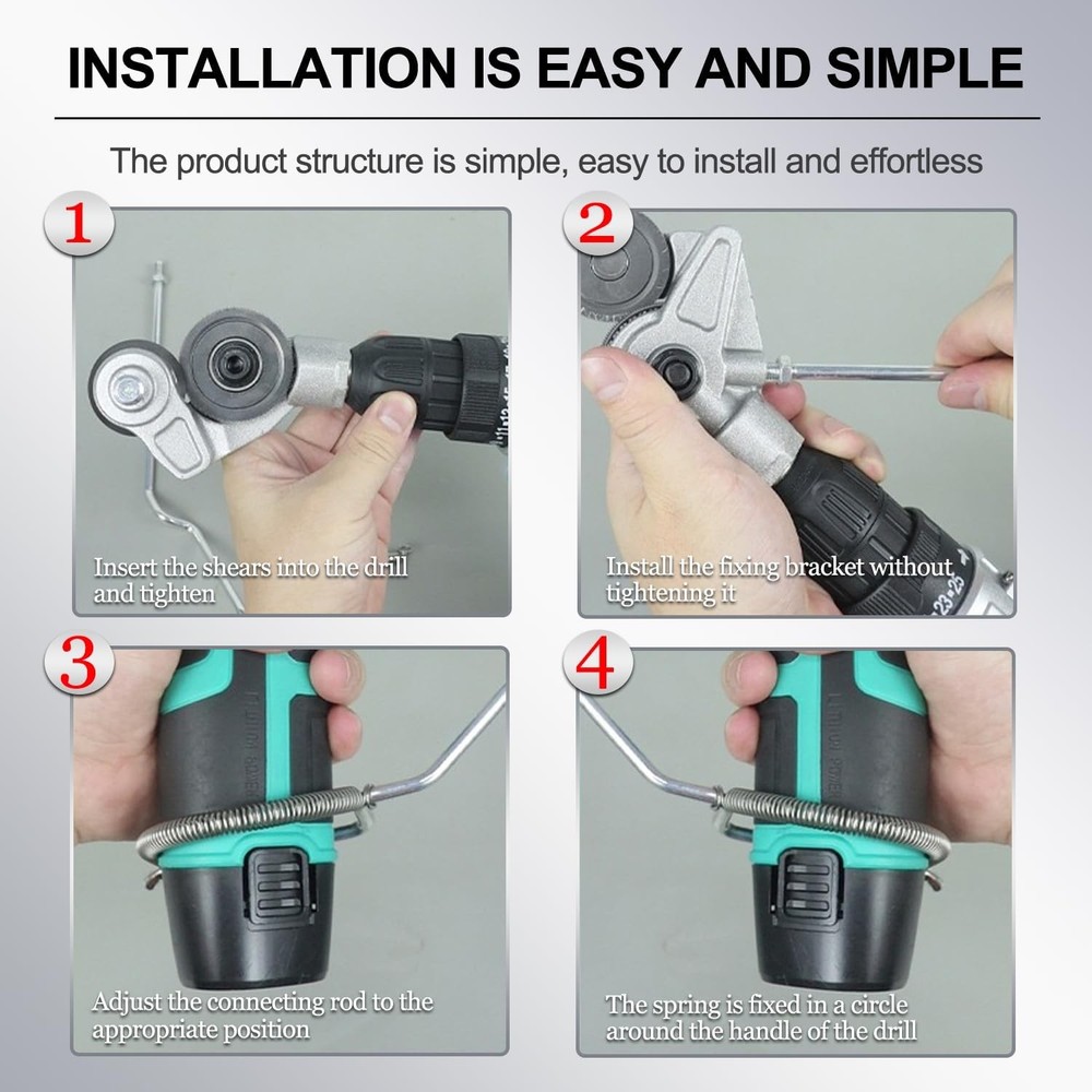 Metal Nibbler Drill Attachment - Electric Shears Silver