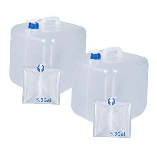 2 Pack Collapsible Water Container with Spigot, Foldable Cube 5.3Gallon Stylea