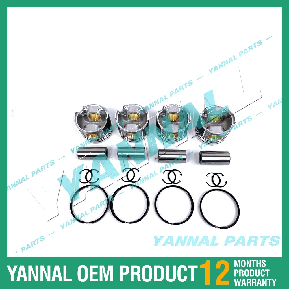 4Pcs Piston With Piston Ring+0.5mm For Yanmar 4TNE98 engine (oversize)