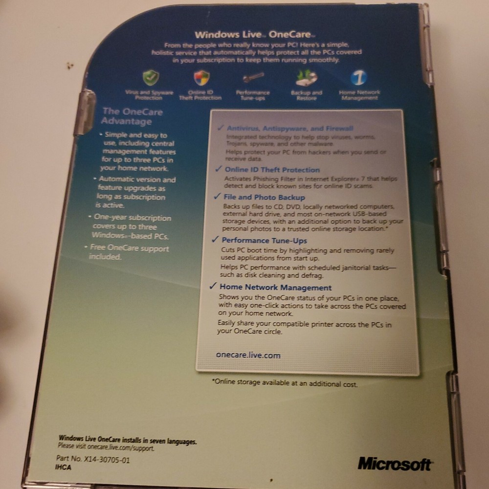 Microsoft Windows Live One care Software Antivirus Antispyware with Product Key