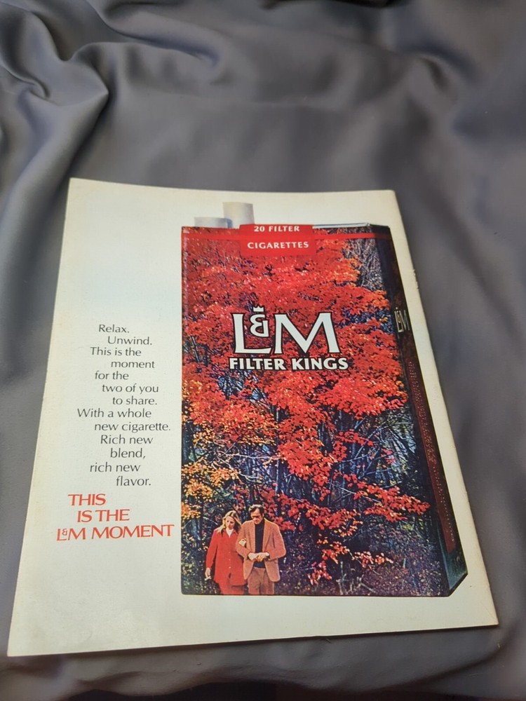L And M Filter Kings Cigarette Advertisement 1970s
