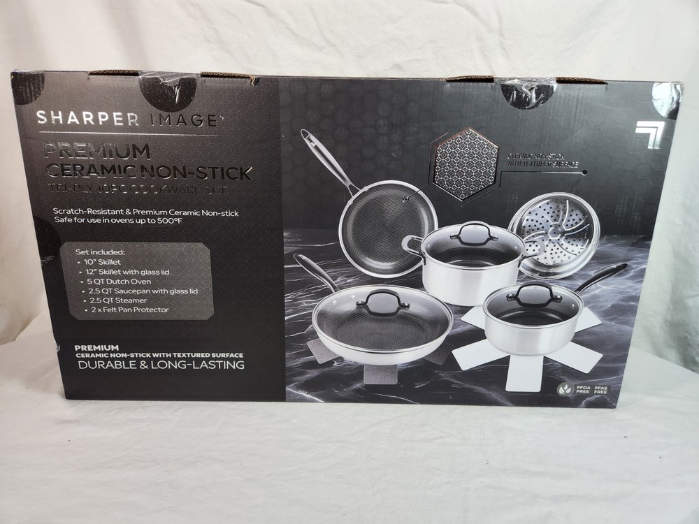 Sharper Image Premium Cookware 10pc Ceramic non stick Tri-ply