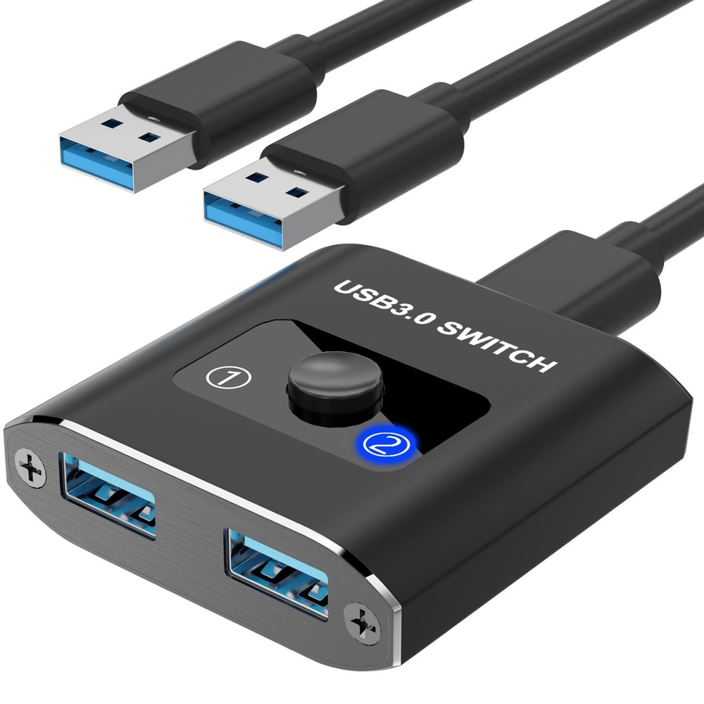 Bi-Directional USB 3.0 Switch Selector 2 in 1 Out Switcher 2 Computers Share