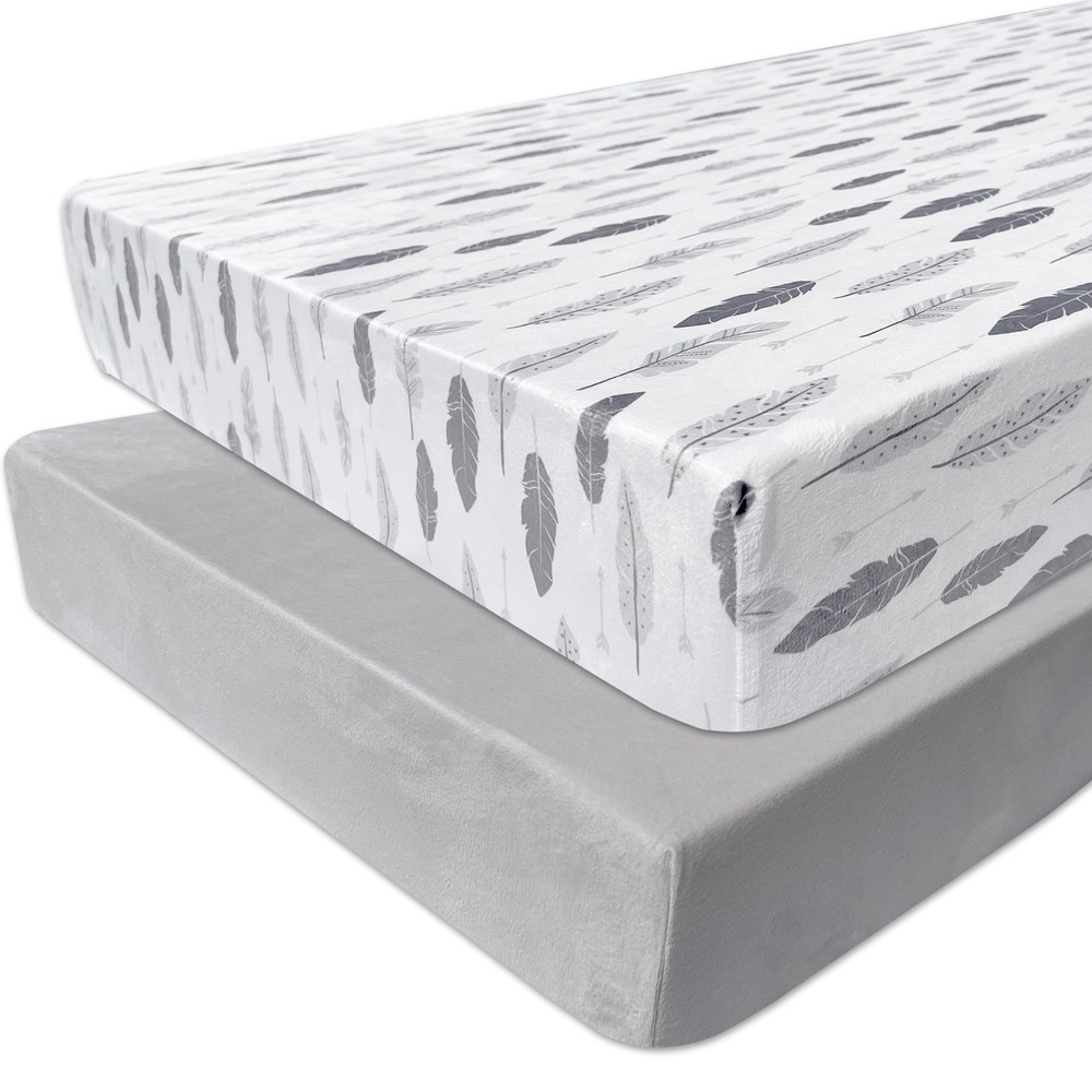 2 Pack Microfleece Crib Sheets, 28'' X 52'' Flannel Fleece Crib Fitted Sheets...