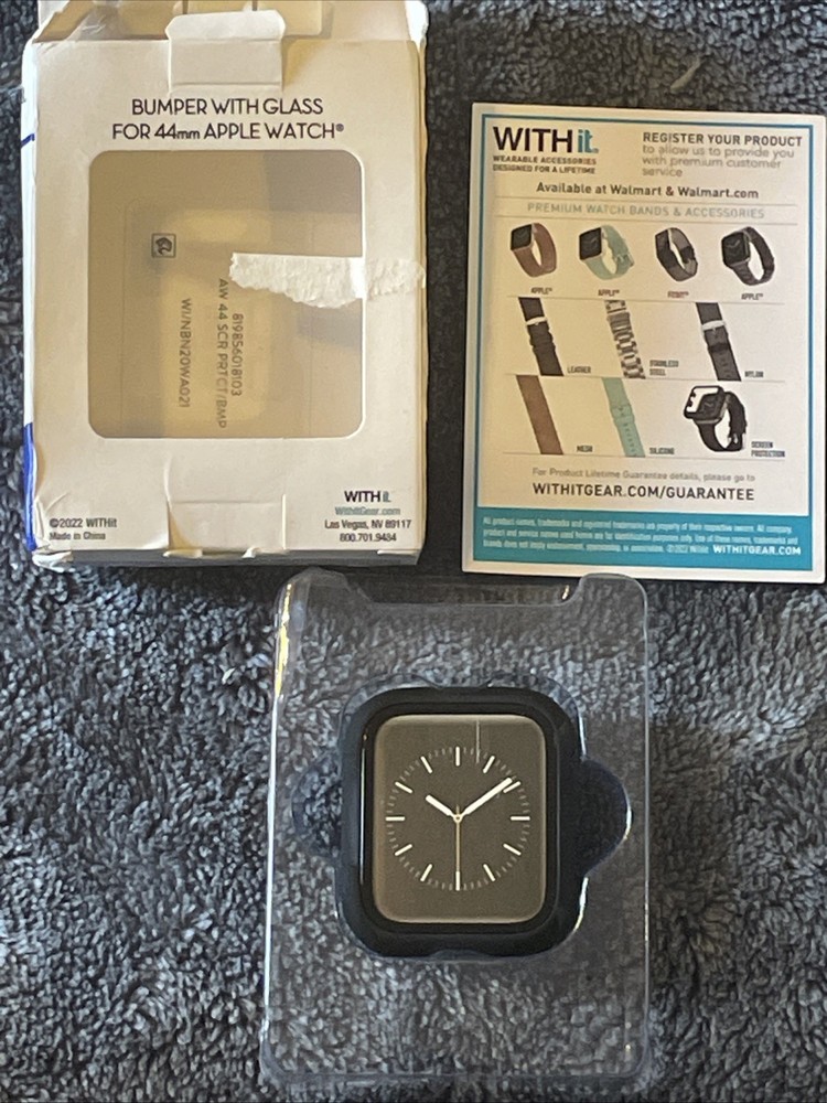WITH it Clear Protective Bumper For 44MM Apple Watch Open box