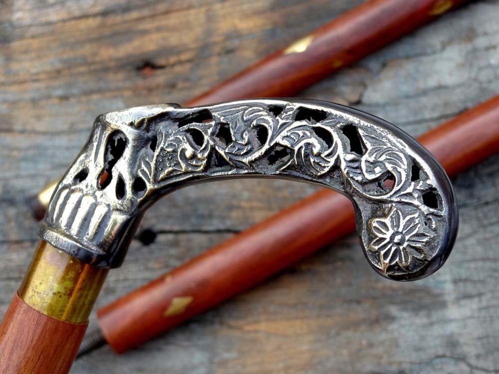 BRASS BEAUTIFUL SOLID HANDLE HEAD VINTAGE CANE SHAFT WALKING STICK HANDMADE