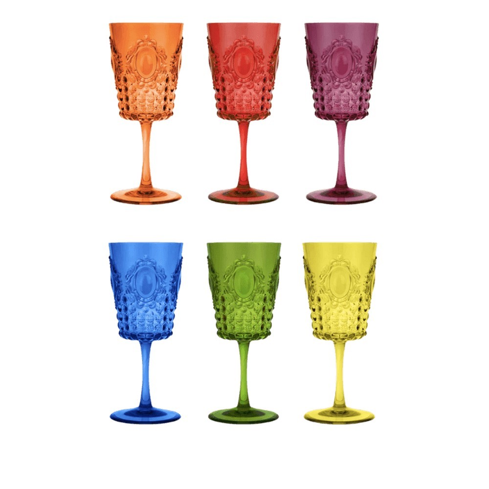 Baci Milano Baroque & Rock Anniversary Assorted Wine Goblet Set 6pce