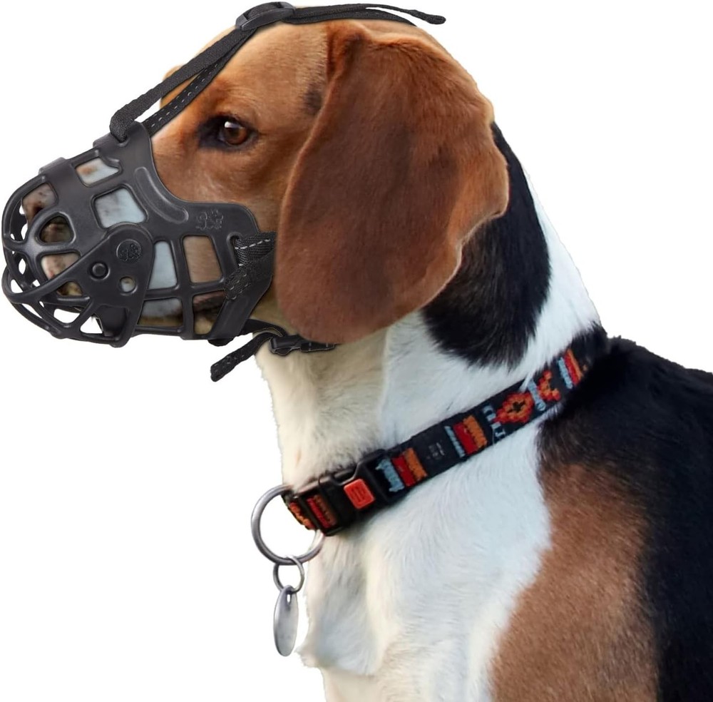 Dog Muzzle Adjustable Dog Basket Muzzle W/ Movable Cover to Prevent Biting