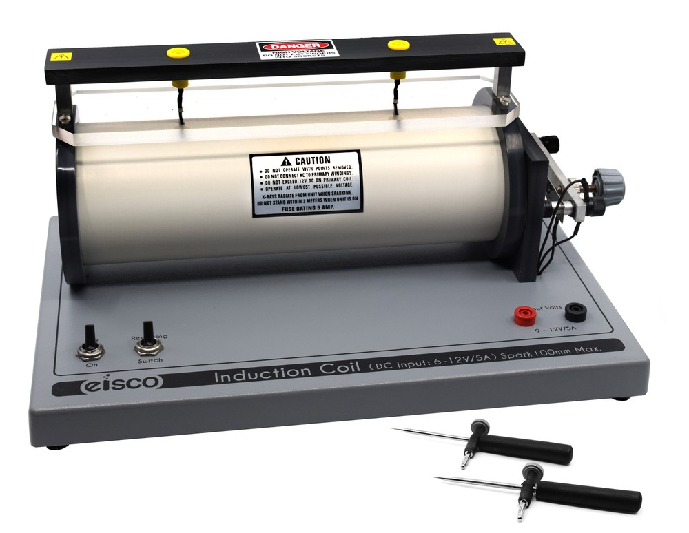 Induction Coil - 100mm Spark - 2 Pointer Electrodes & 4mm Sockets - Eisco Labs