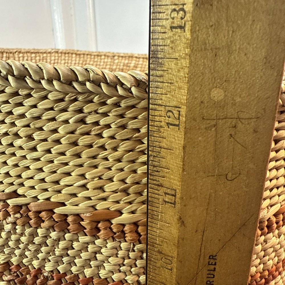 Patterned Woven Basket 12" Organic, Rustic Organizing -Auburn Stripe Iringa