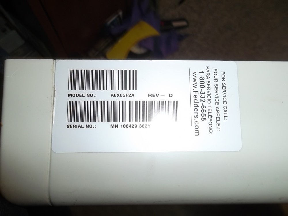 Fedders Ac model: A6X05F2A Front panel frame with Filter.