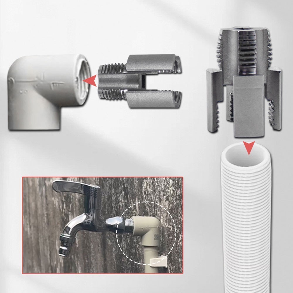 2pcs Integrated Internal & External Pipe Threading-Tool, PVC Pipe Threader Kit ~