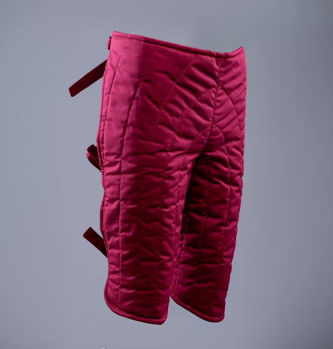 Medieval Thick Padded Gambeson Pant Wine Red
