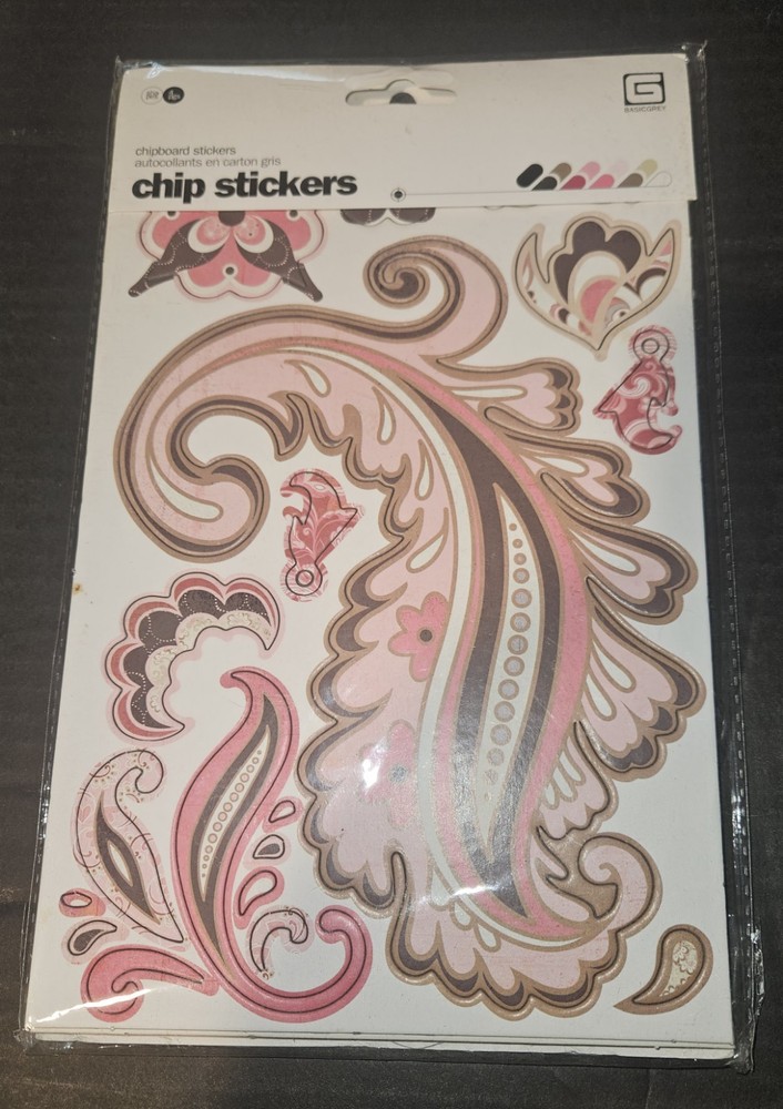 Basic Grey Designer Chipboard Real Thick & Sticky Chip Stickers 4pgs