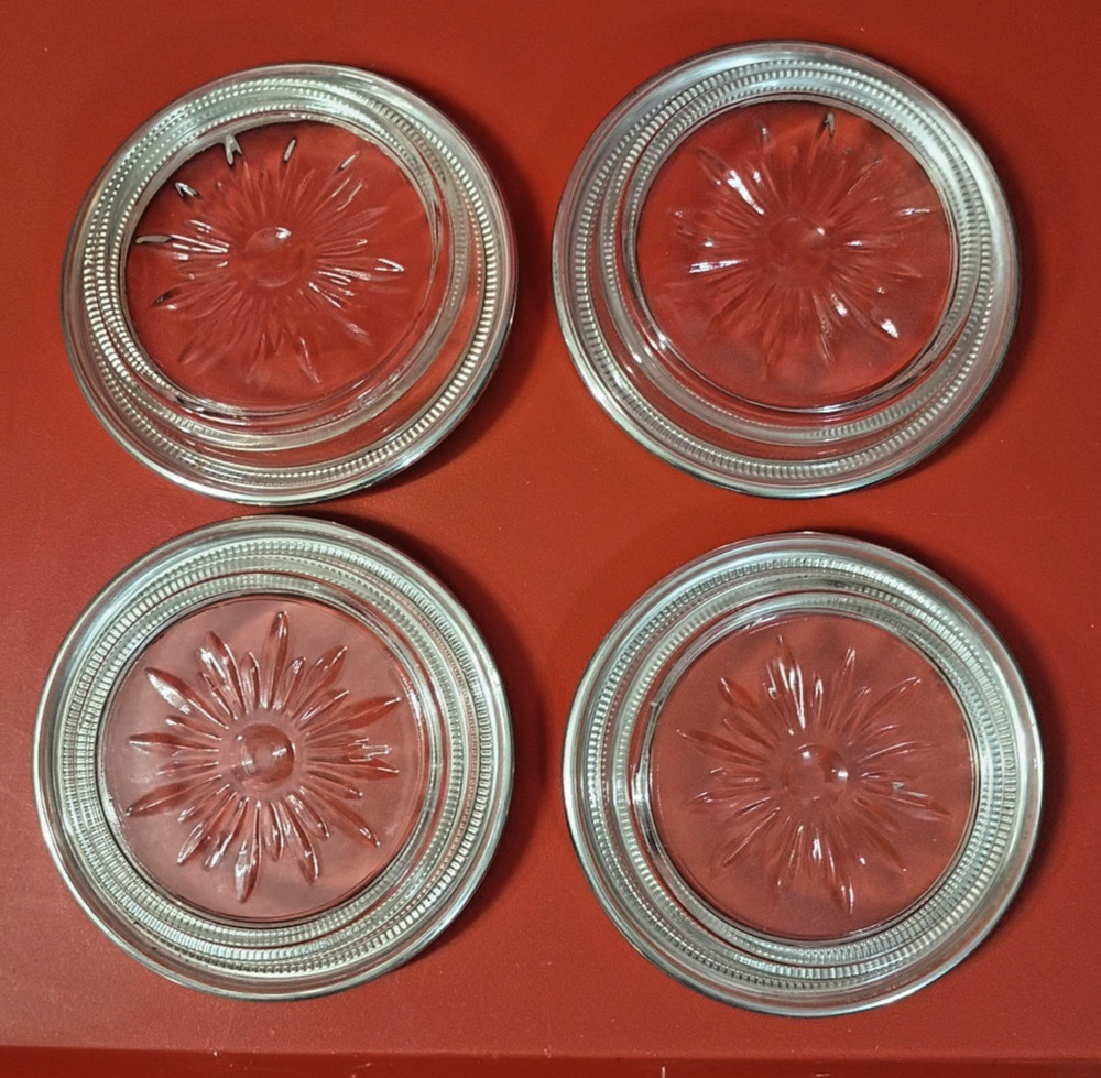 Crown Sterling Silver Crystal Coasters 4pc Set