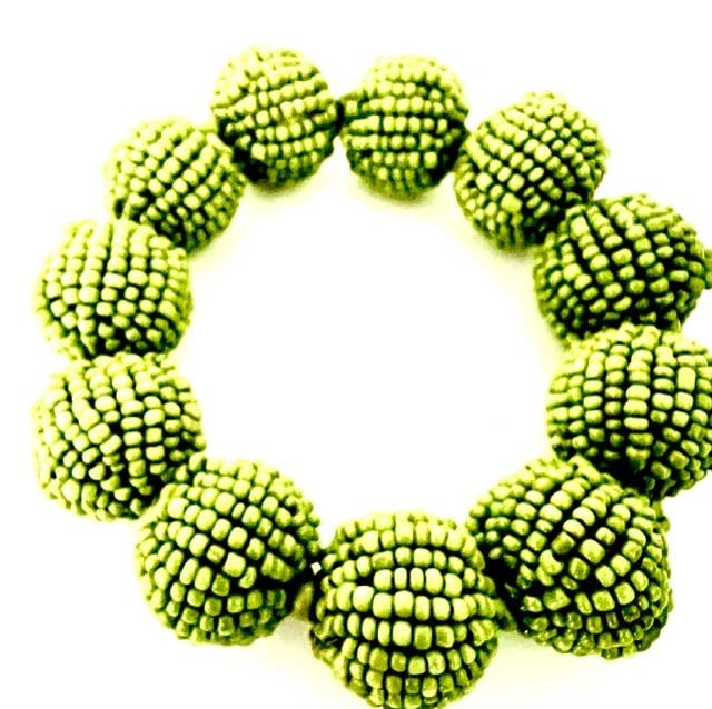 Ball bracelet Lime stretch elastic Antique Lime