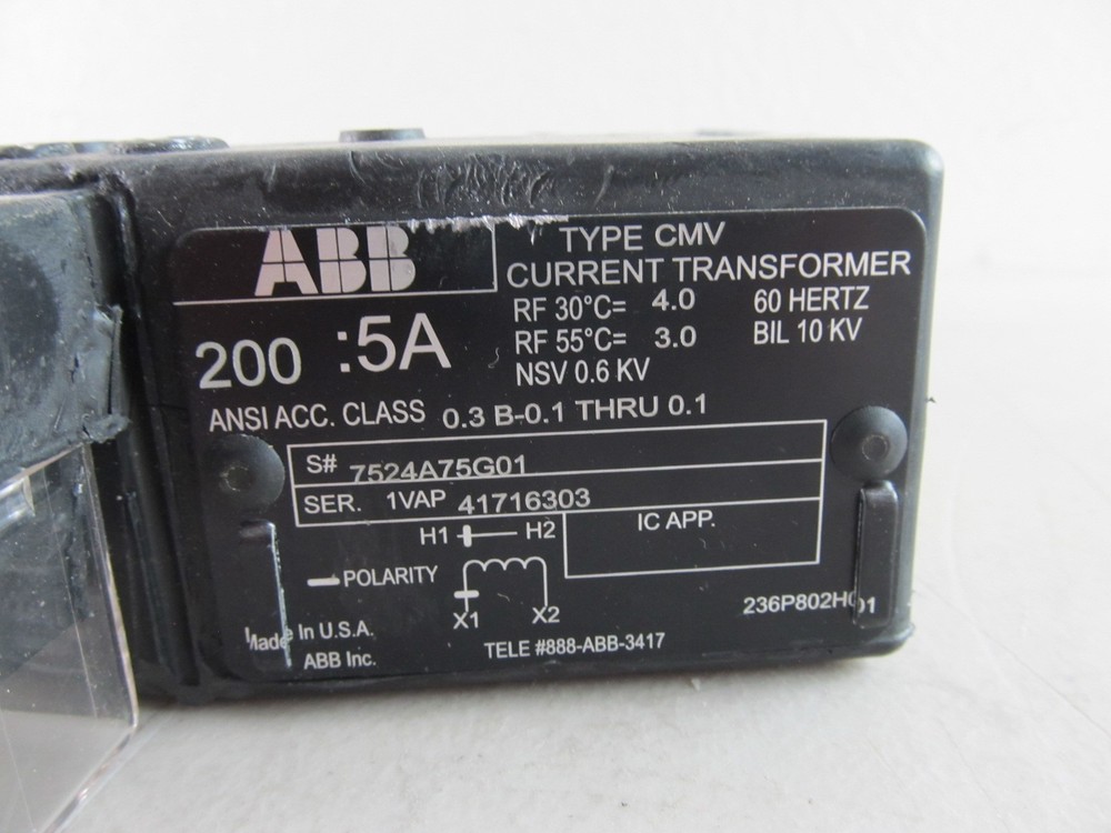 ABB Current Transformer, Type CMV, 200 : 5A 60Hz