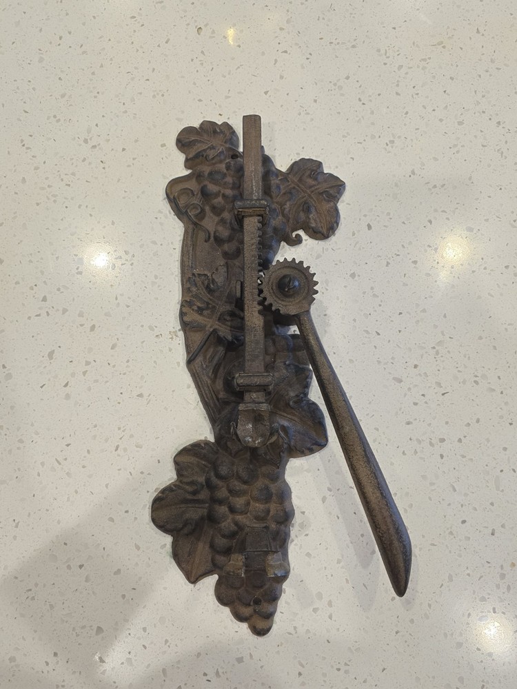 Old Cast Iron Wall Mounted Mechanical Cork Puller - Cool