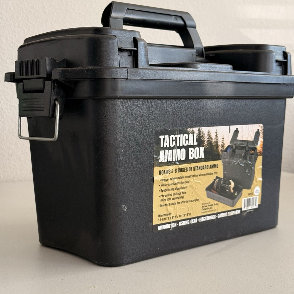 Black Polypropylene Ammo Can 64113 Waterproof Lockable Holds 6-8 Boxes