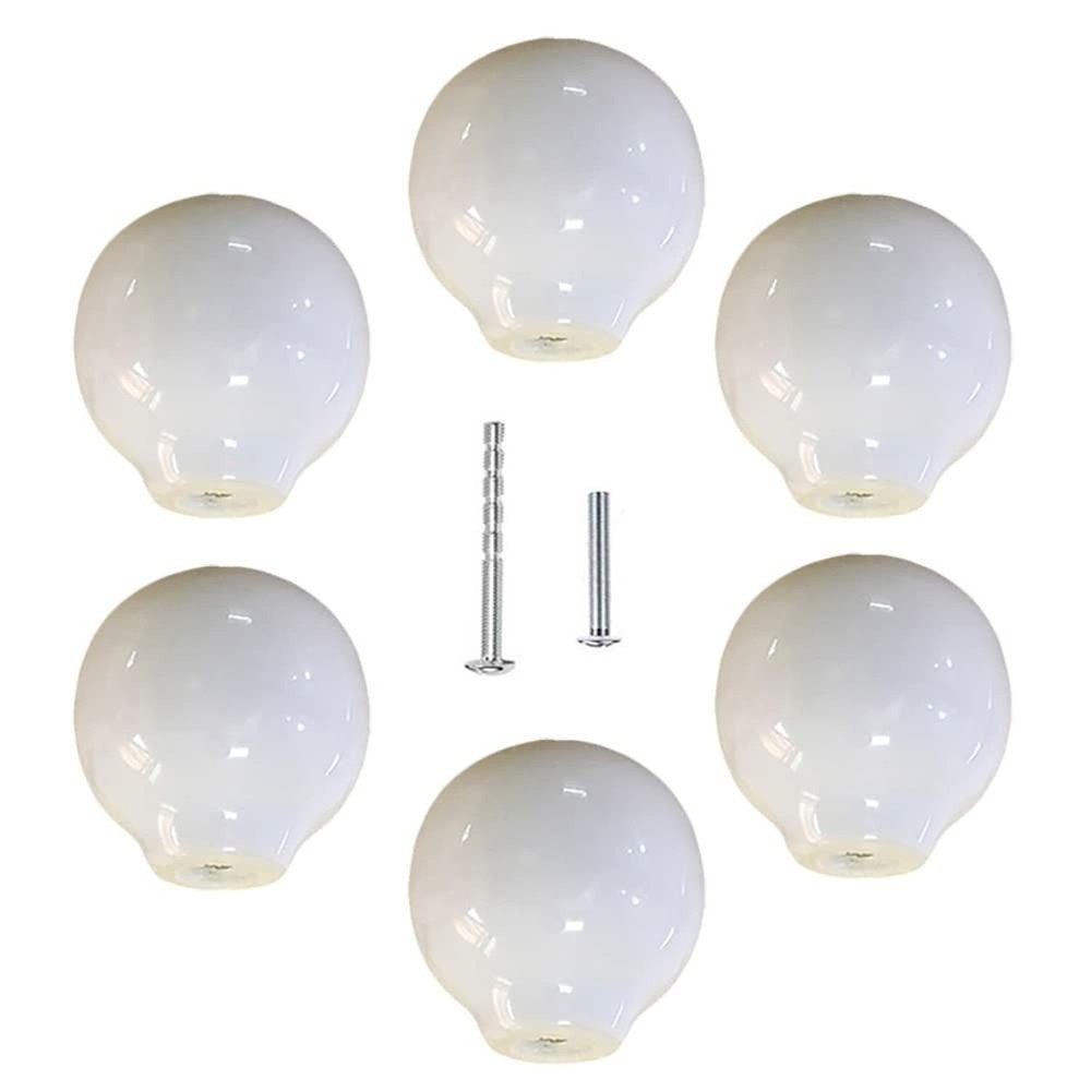 6Pcs White Ceramic Knobs Round Drawer Pulls Vintage Spherical Cabinet Handles...