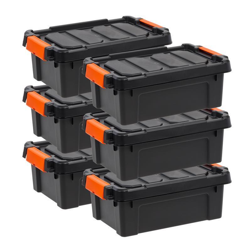Heavy Duty Plastic Storage Bins Lockable Lids Stackable Ergonomic Handles 6Pk US