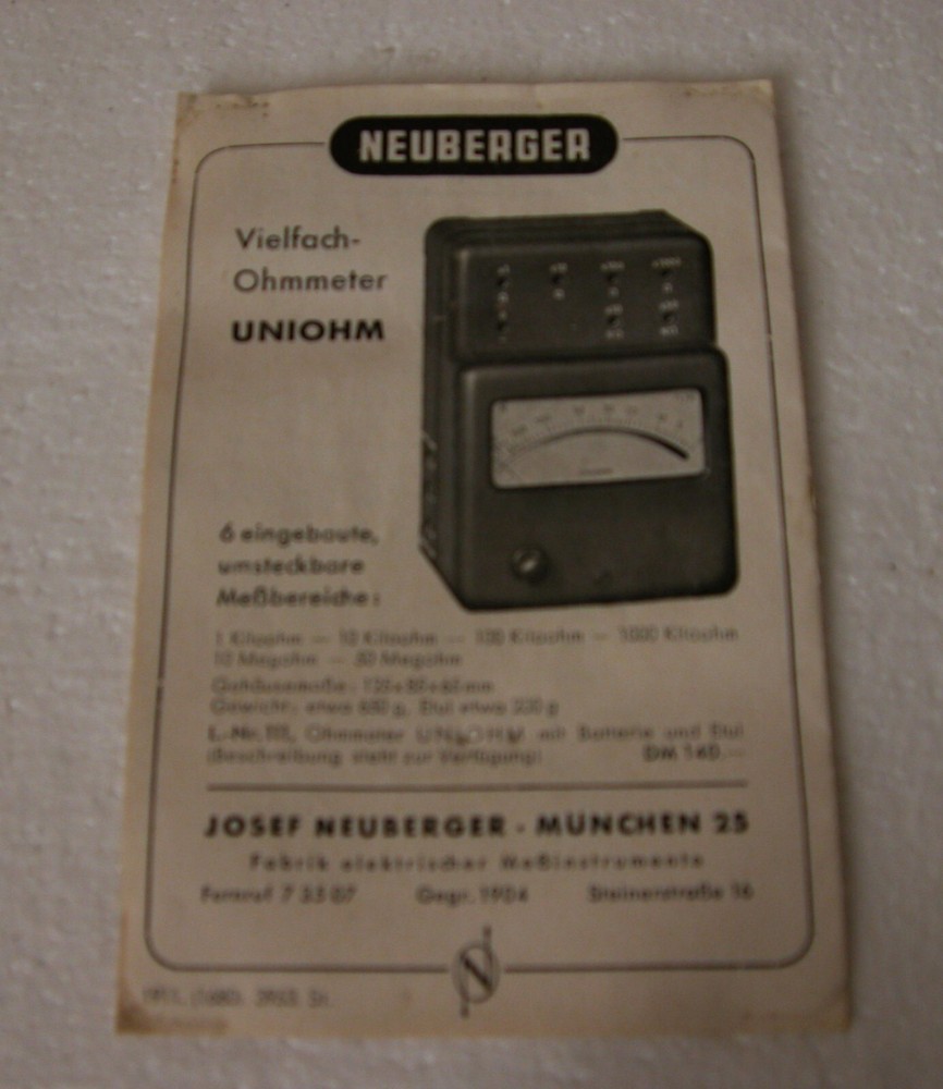 Old meter voltmeter Unavo By Neuberger (ud)