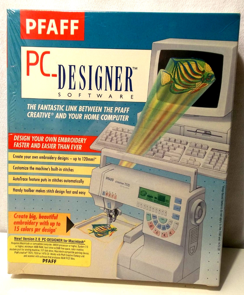 PFAFF 7570 7550 PC Designer Software Version 2.0 Software cable Embroidery NEW