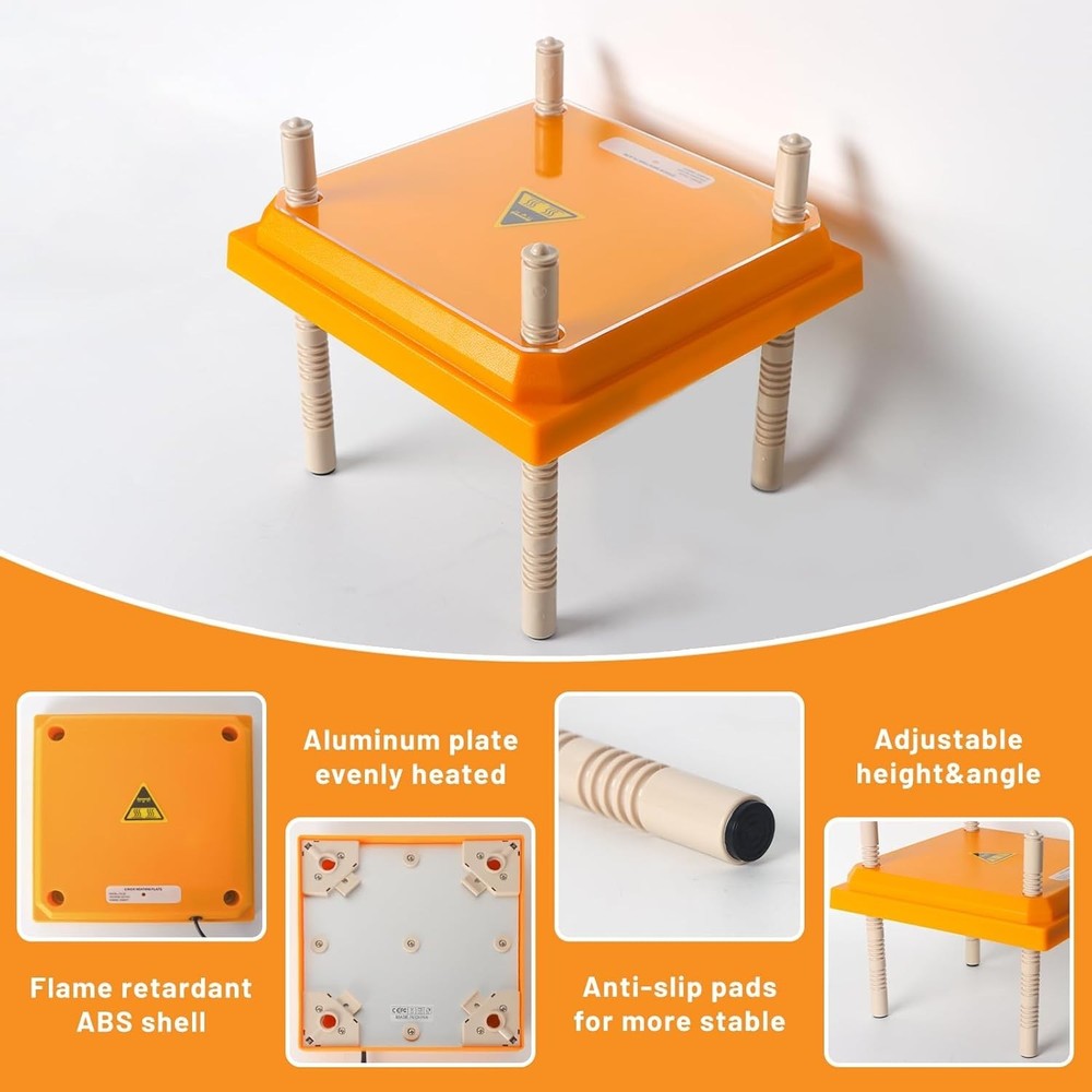 Brooder Heater for Chicks, 10" x 10" for 15 Chicks Heating Plate with Adjustable