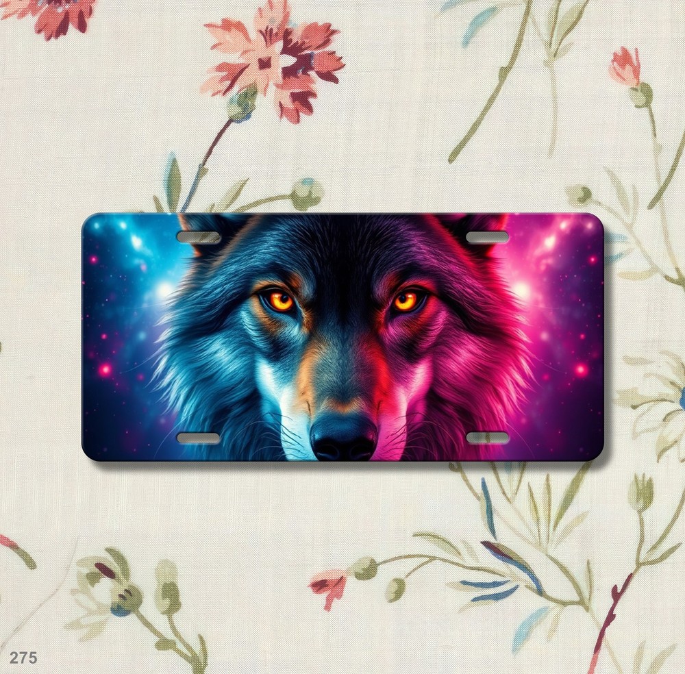 Intense Wolf License Plate Add Text Front Bumper Plate Holiday Gift
