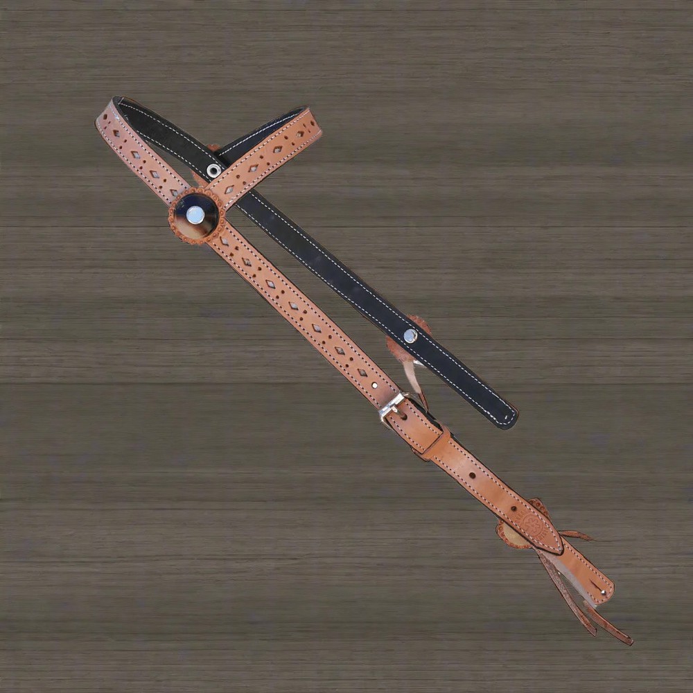 Natural Charro Cabezada Boton Hueso Headstall