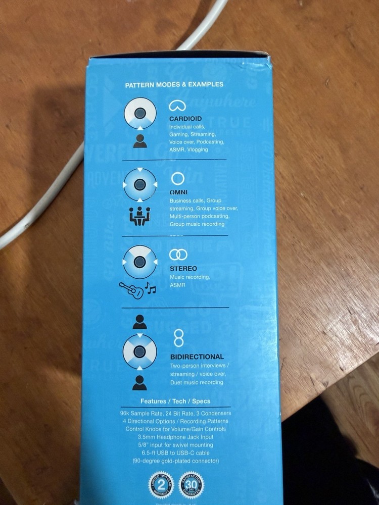 JLab Talk USB Microphone 4 Pattern Modes Quick Mute Volume Gain Controls Black