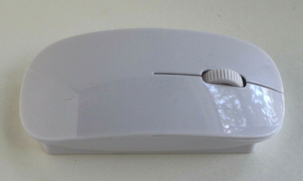 Computer Mouse Wireless Scroll Wheel White, Red LED USB Dongle for Laptop PC Mac