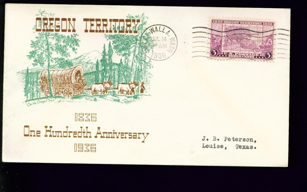 1936 FDC - Scott# 783 - Oregon/Walla Walla - Plimpton Cachet    ADD