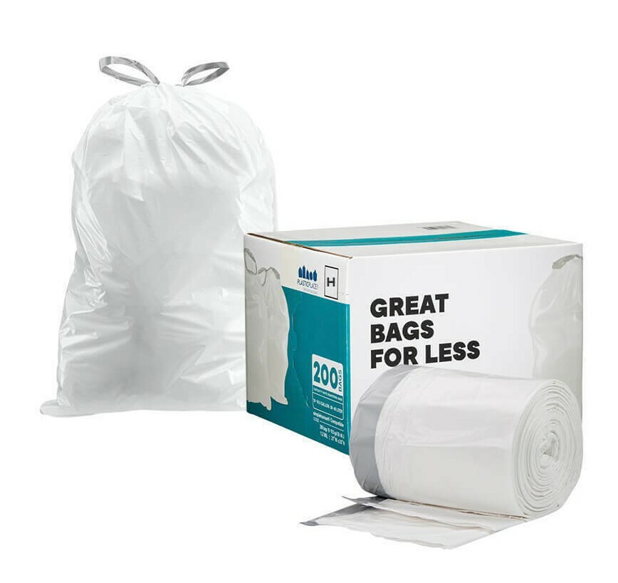 Plasticplace Custom Fit Trash Bags│simplehuman®* Code H Compatible (200 Count)